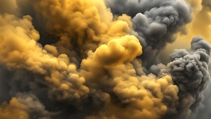 yellow and gray smoke or cloudy