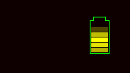 Battery Charging Level Icon in Black Background.
Electric Charging neon light Indicating the Progress of the magenta color illustration. Black background 4k illustration.
