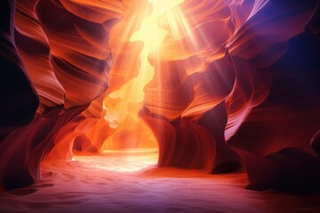 Majestic Antelope Canyon Illuminated by Sunlight: A Dance of Light and Shadow