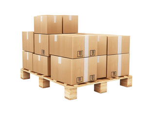 A shipping box container isolated on white transparent background