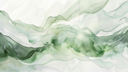 Abstract Green Ink Swirls