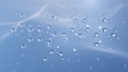 meropenem molecular structure, 3d model molecule, antibiotic, structural chemical formula view from a microscope