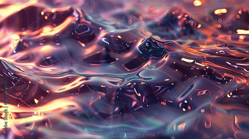 Poster smooth wavy textures with gradient light reflections