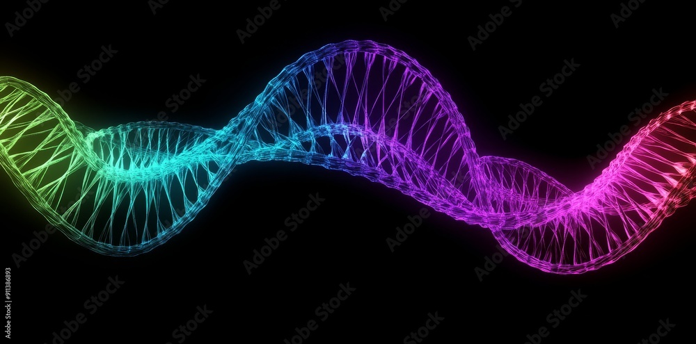 Poster generated ai tools were used to create the dna design over a black background.