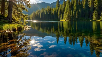 reflection of trees in the lake