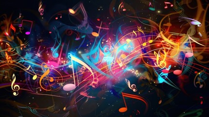 Abstract Music Notes in Vibrant Colors