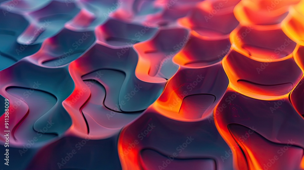 Poster smooth wavy textures with gradient light reflections