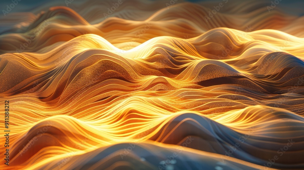 Poster smooth wavy textures with gradient light reflections