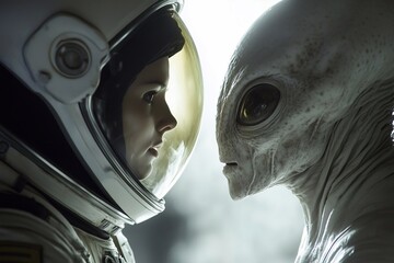 First contact between human and alien