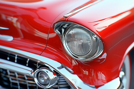 red reto car headlight close up
