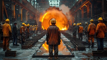 Obraz premium Steel Mill Workers in Action