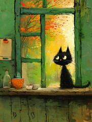 Cat enjoying the scenery outside the window