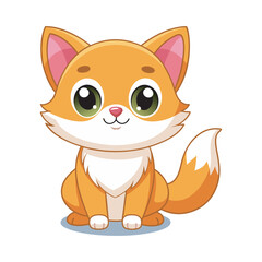 Cute Cartoon Orange Cat Illustration, Adorable Kawaii Orange Kitten Vector