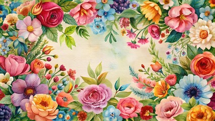 A Symphony of Color: A Watercolor Floral Seamless Pattern with a Lush Garden Theme  Generative AI