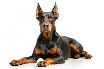 Fototapeta premium doberman pinscher isolated on white background. ai generative