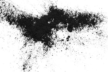 Black powder isolated on transparent background.