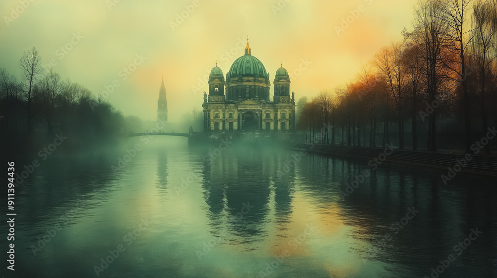 Poster surreal abstract scene with imaginative and dreamlike elements.