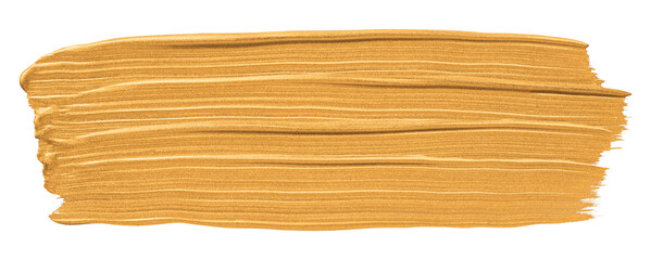 Shiny orange brush stroke isolated on transparent background