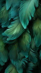 Fototapeta premium Green Bird Feathers Watercolor Oil Painting, Abstract Image, Texture, Pattern Background, Wallpaper, Cover and Screen of Smartphone, Cell Phone, Computer, Laptop, 9:16 and 16:9 Format