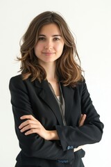 Fototapeta premium Professional woman with blank background for messages.
