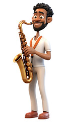 Naklejka premium PNG Saxophone cartoon white background saxophonist.