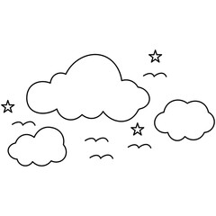 Cloud  single line art, continuous one line drawing of  Isolated outline vector art 
