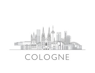 Obraz premium Cologne City cityscape illustration skyline drawing