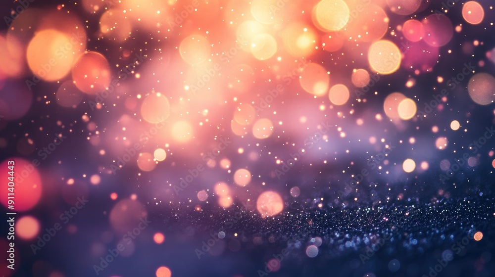 Poster defocused particles creating a sparkling bokeh effect