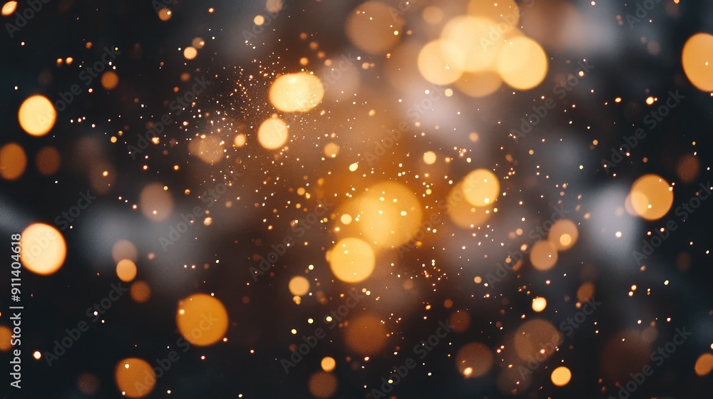 Poster defocused particles creating a sparkling bokeh effect