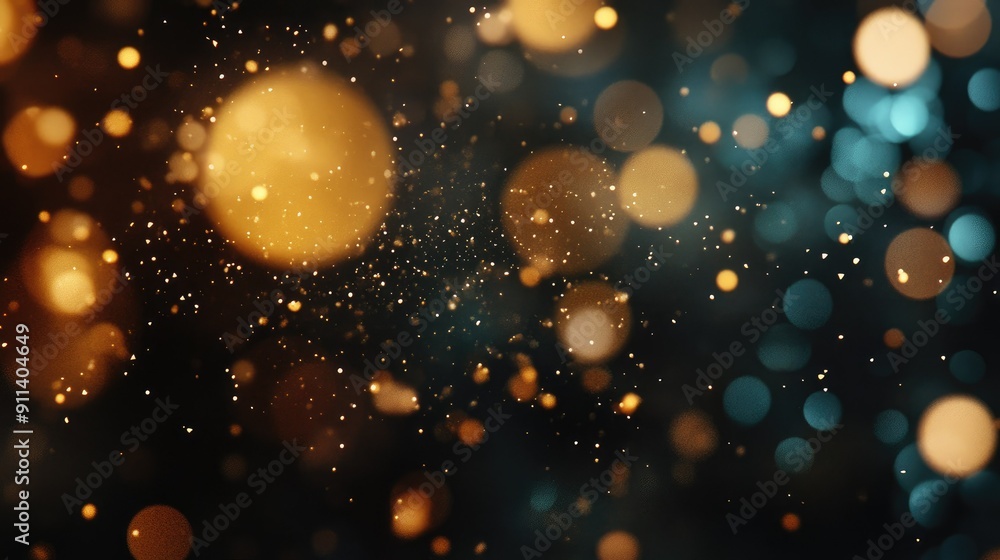Poster defocused particles creating a sparkling bokeh effect
