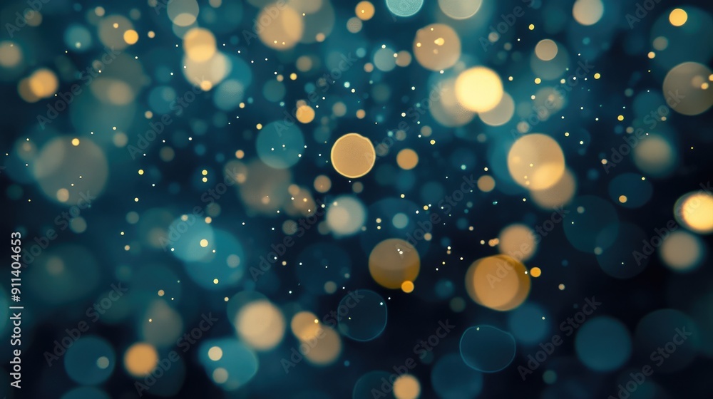 Poster defocused particles creating a sparkling bokeh effect