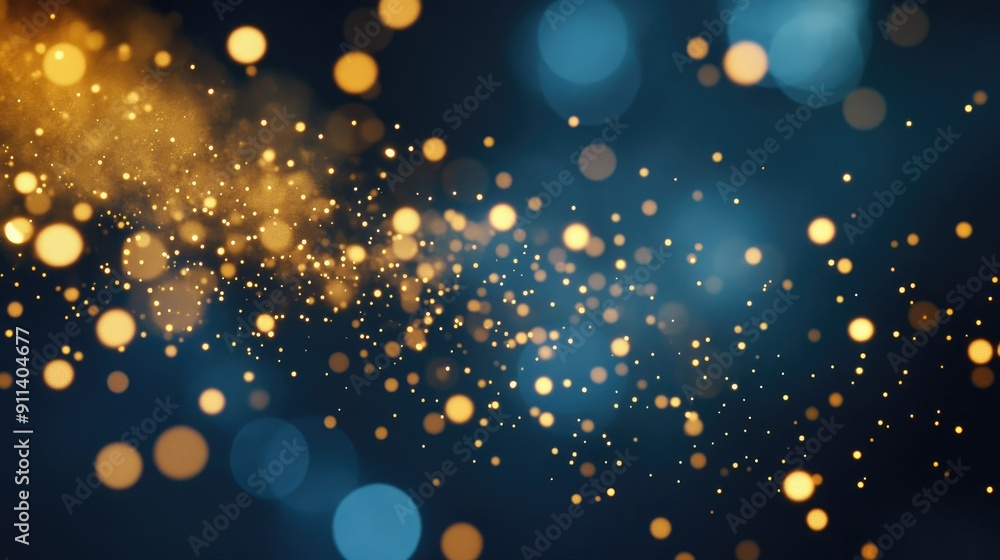 Poster defocused particles creating a sparkling bokeh effect