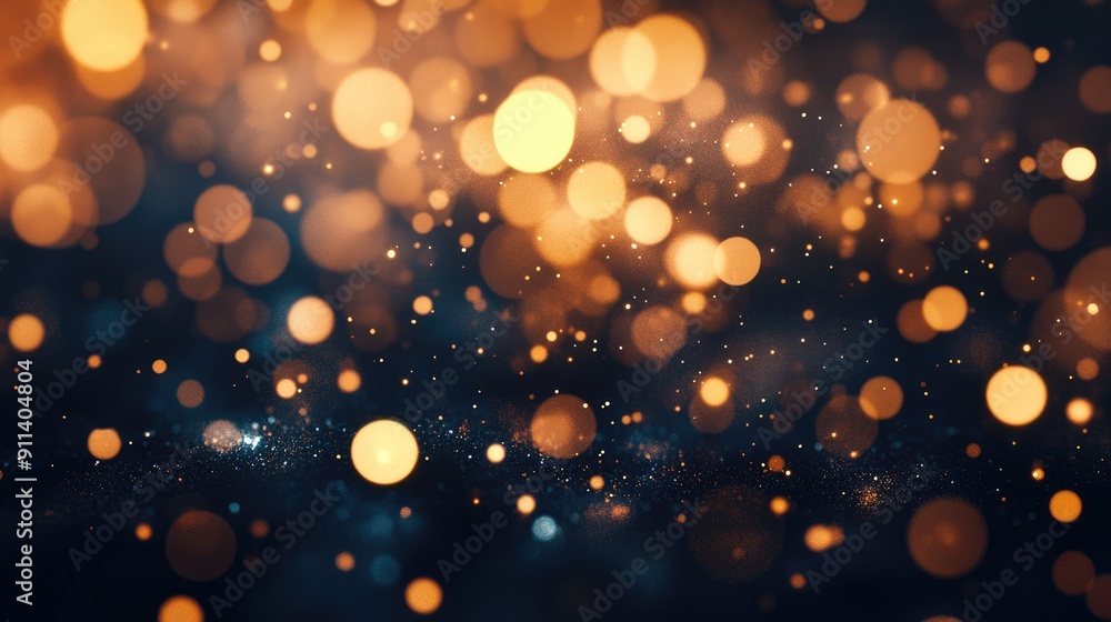 Poster defocused particles creating a sparkling bokeh effect