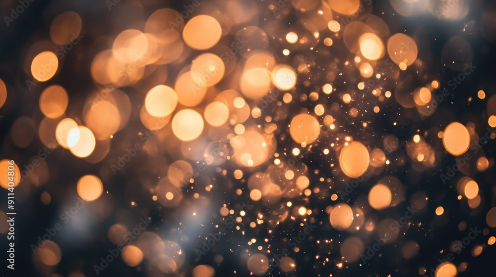 Poster defocused particles creating a sparkling bokeh effect