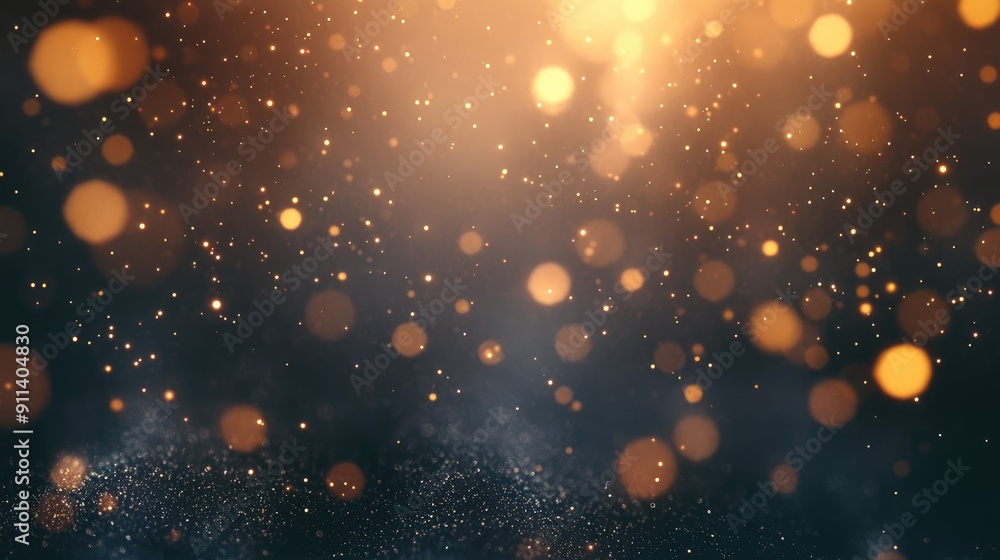 Poster defocused particles creating a sparkling bokeh effect
