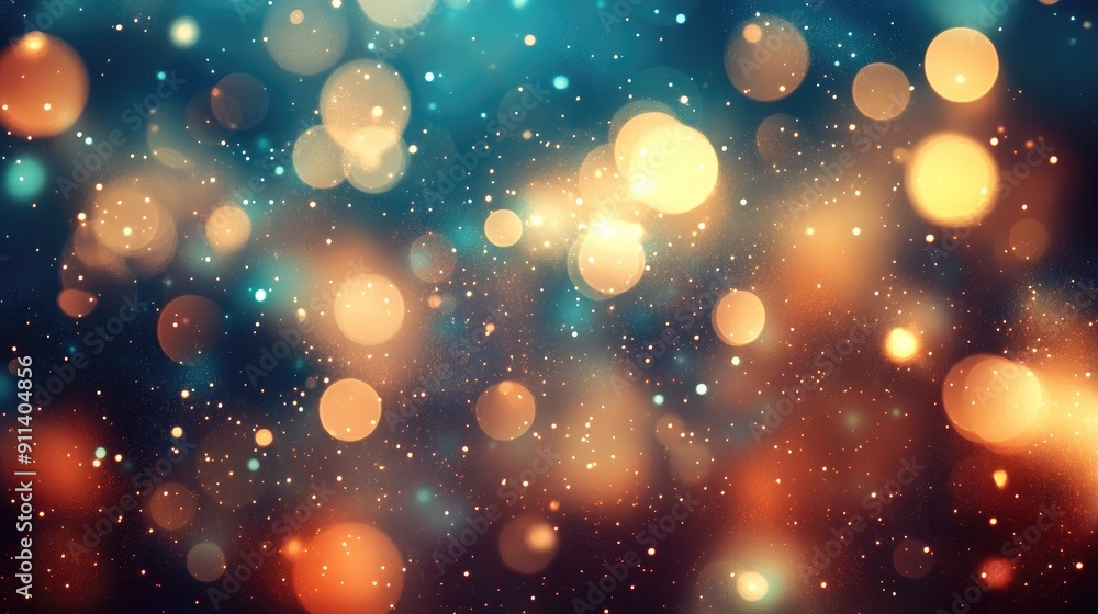 Poster defocused particles creating a sparkling bokeh effect