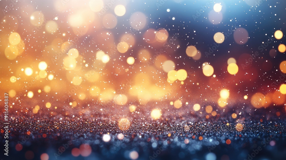 Poster defocused particles creating a sparkling bokeh effect