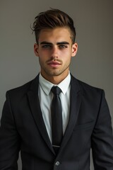 Young professional in a symmetrical layout.