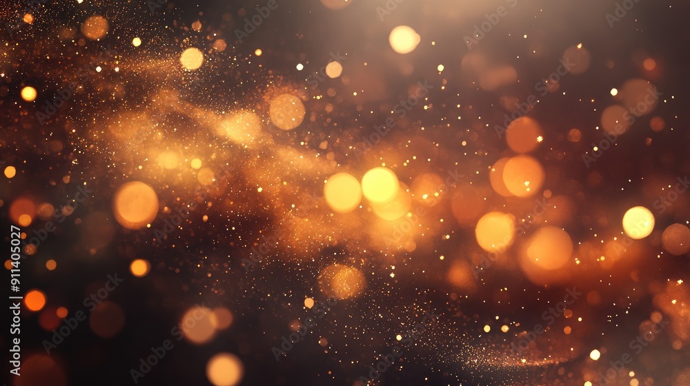Poster defocused particles creating a sparkling bokeh effect