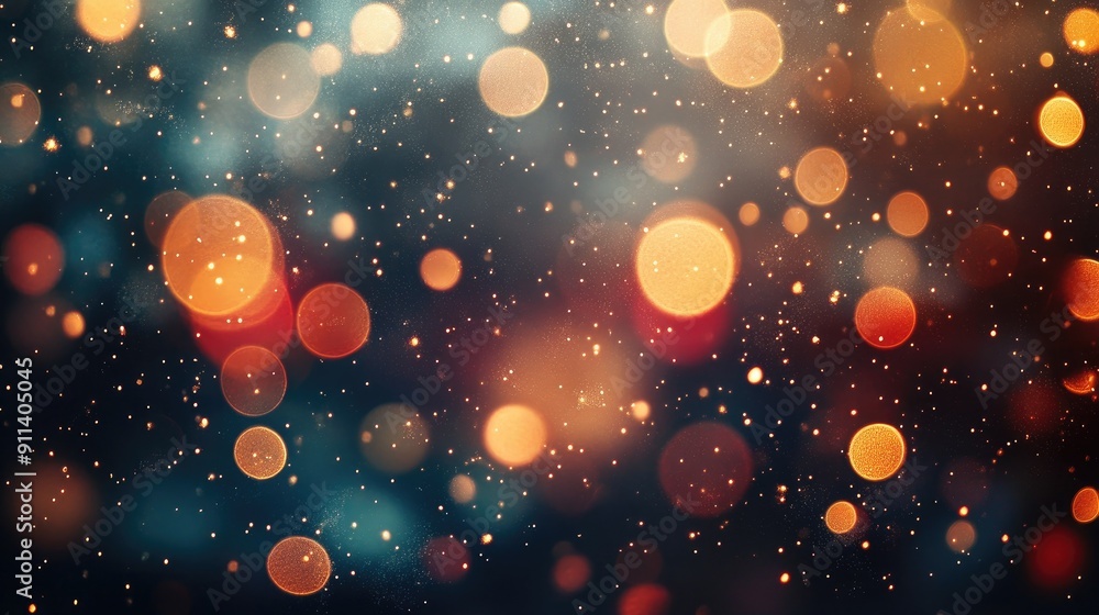 Poster defocused particles creating a sparkling bokeh effect