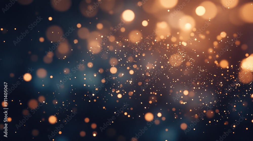 Poster defocused particles creating a sparkling bokeh effect