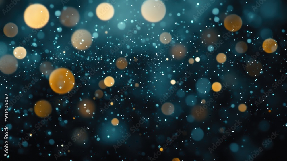 Poster defocused particles creating a sparkling bokeh effect
