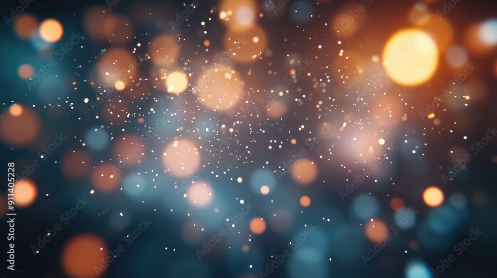 Poster defocused particles creating a sparkling bokeh effect