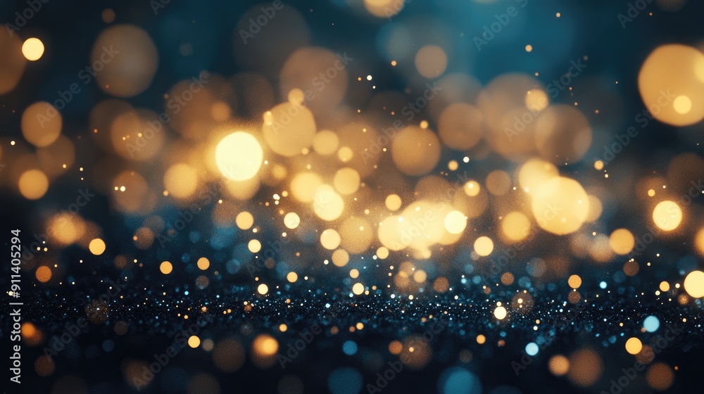 Poster defocused particles creating a sparkling bokeh effect