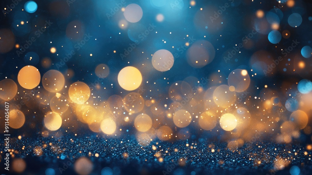 Poster defocused particles creating a sparkling bokeh effect