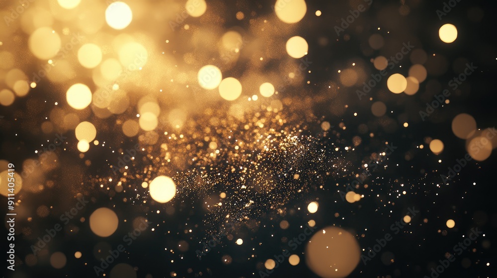 Poster defocused particles creating a sparkling bokeh effect