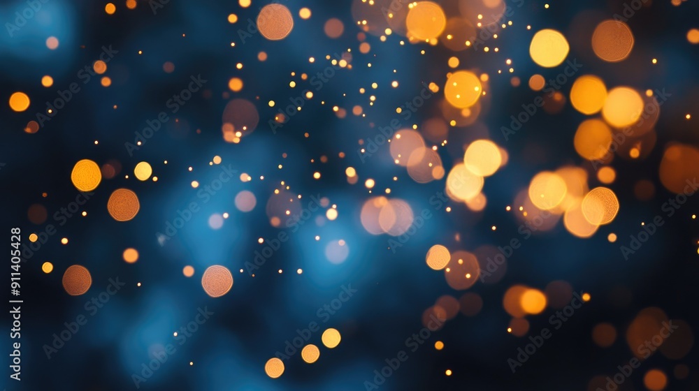 Poster defocused particles creating a sparkling bokeh effect