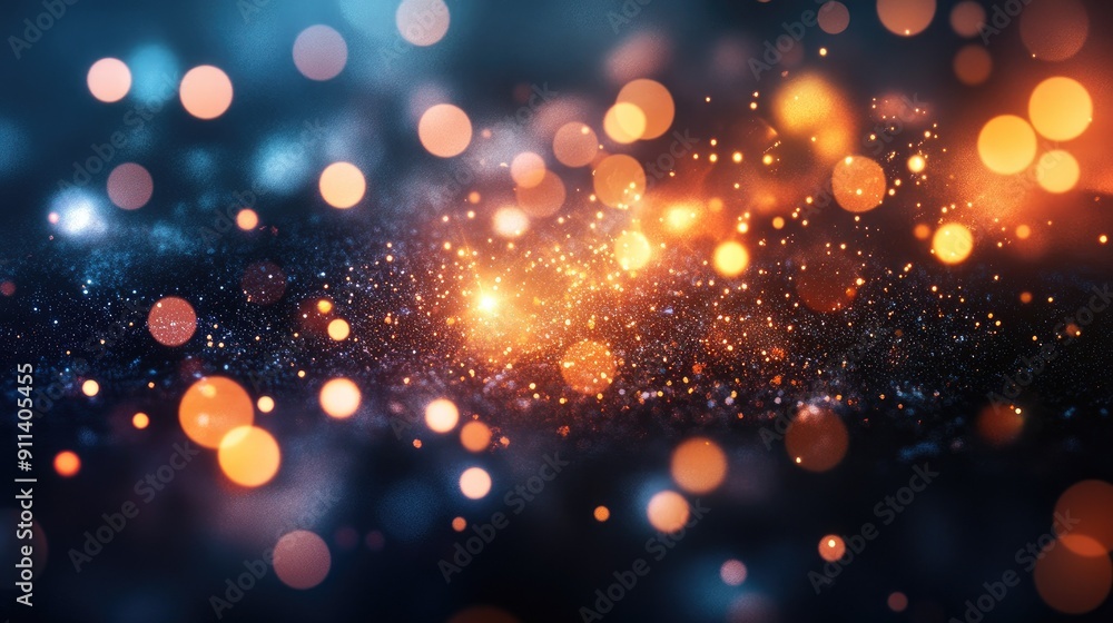 Poster defocused particles creating a sparkling bokeh effect