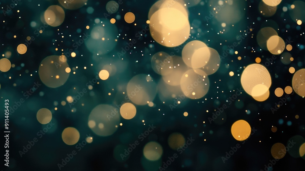 Poster defocused particles creating a sparkling bokeh effect