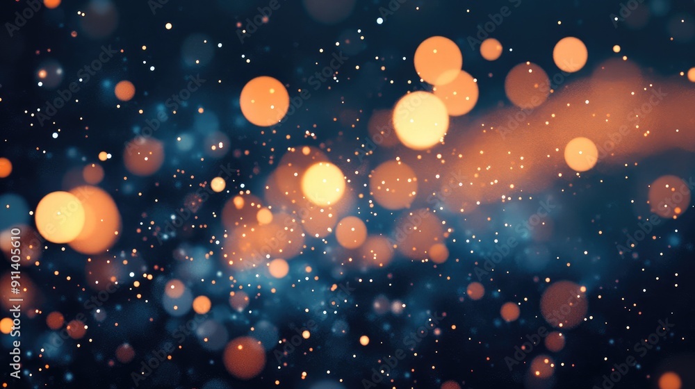 Poster defocused particles creating a sparkling bokeh effect